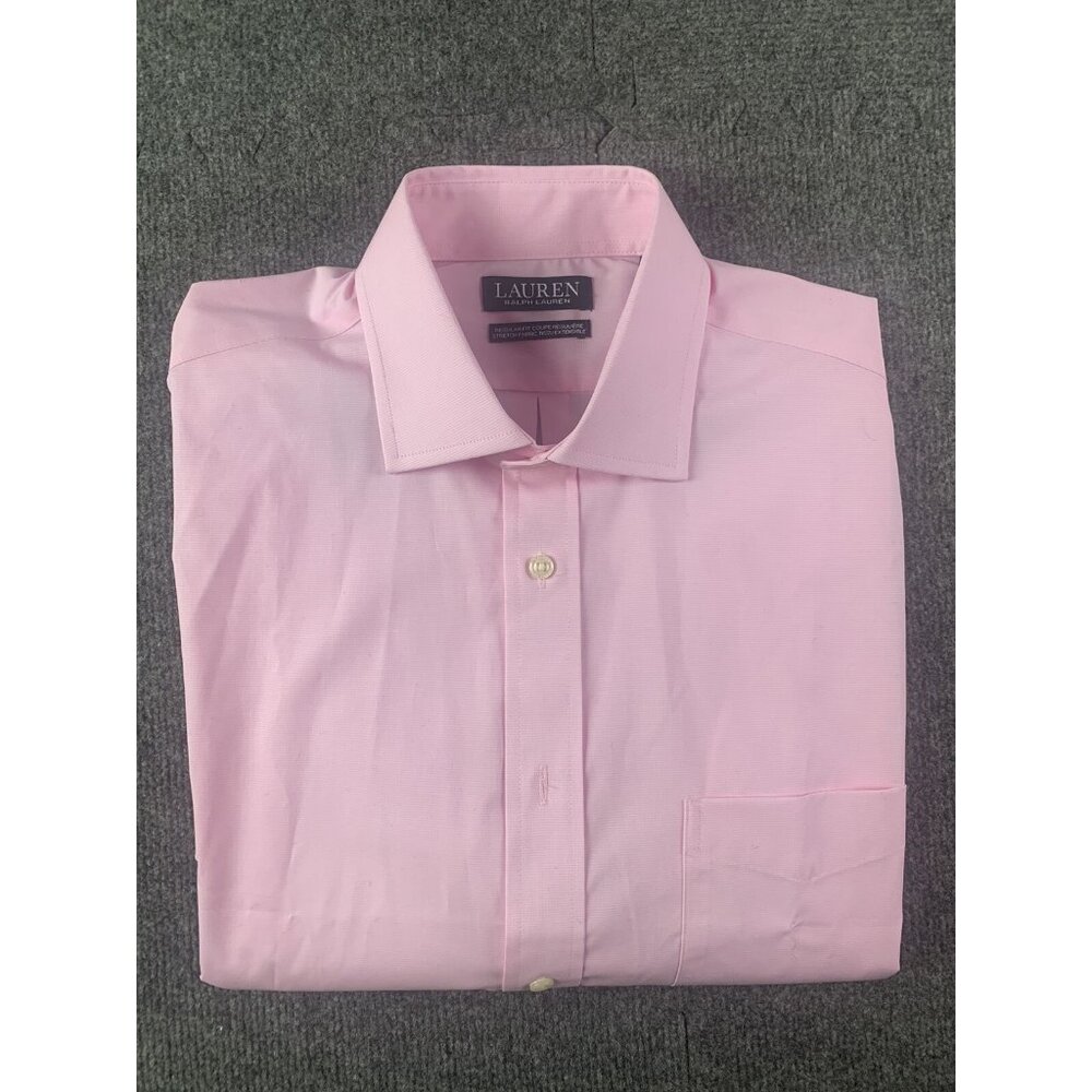 LAUREN RALPH LAUREN Mens Green Label Long Sleeve Dress Shirt Size 16 Pink